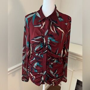 White House Black Market Ruched Chiffon Top